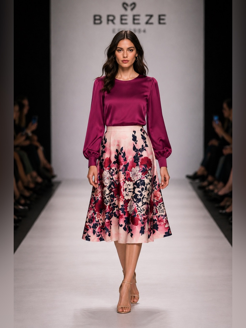 BREEZE Floral A-Line Skirt size small